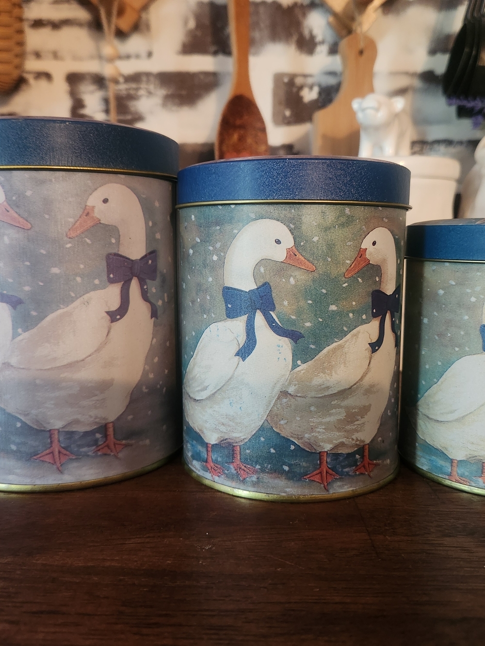 Vintage 1980s nesting metal canister set